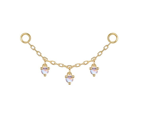 Modern Mood Chain with 3 Dripping Gemstones
