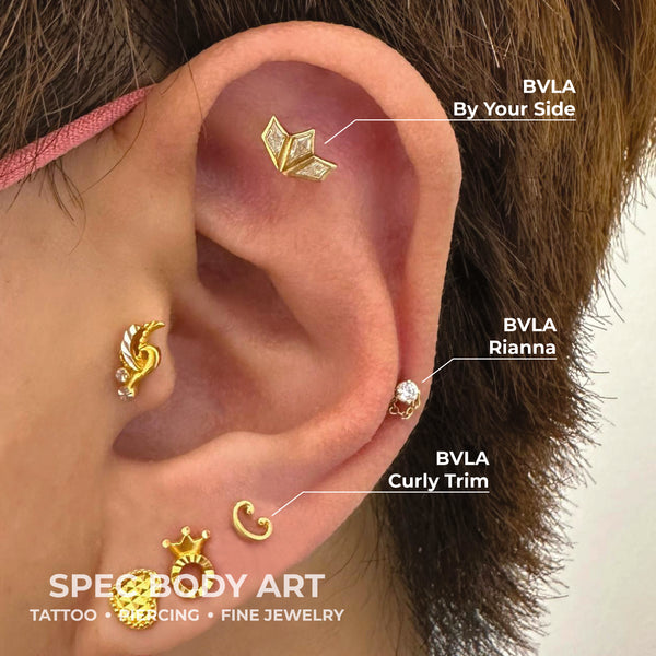 BVLA Gold Curly Trim End (Threadless)