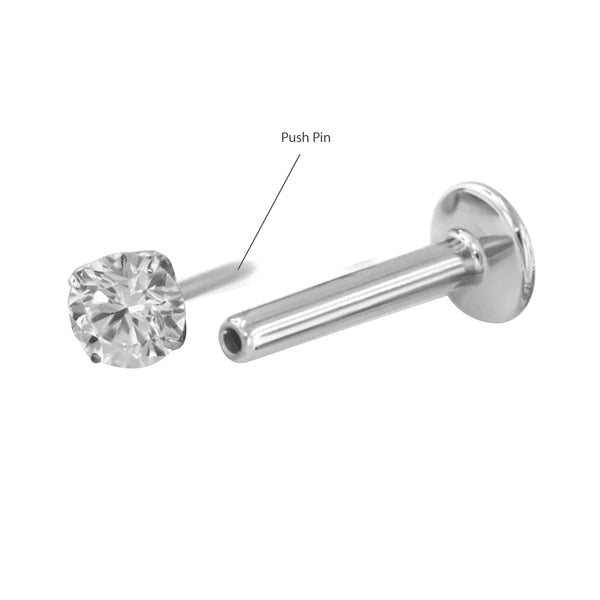 Earring Titanium Prong Gem End (Threadless)