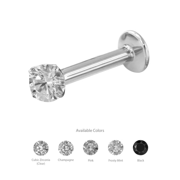 Earring Titanium Prong Gem End (Threadless)
