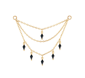 Modern Mood  Triple Chain with Kite dripping Gemstone Chain