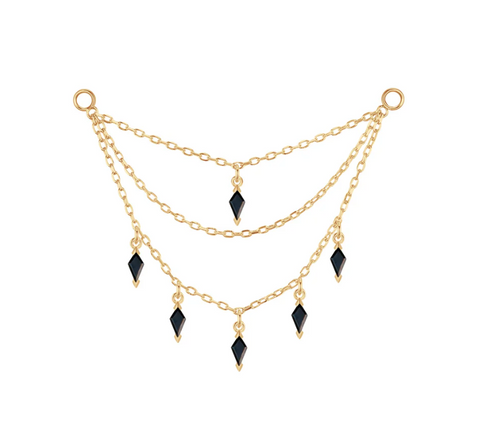 Modern Mood  Triple Chain with Kite dripping Gemstone Chain
