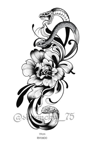 Flash Tattoo - Snake and Peoney (Simon)