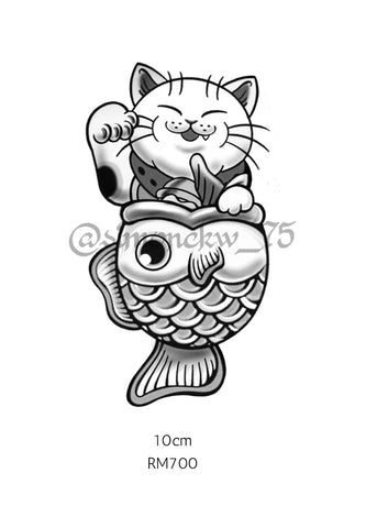 Flash Tattoo - Taiyaki and Cat (Simon)