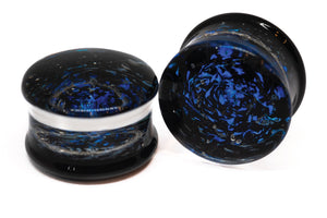 Glass Wear Studio Plugs - Galaxy on Black (Blue)