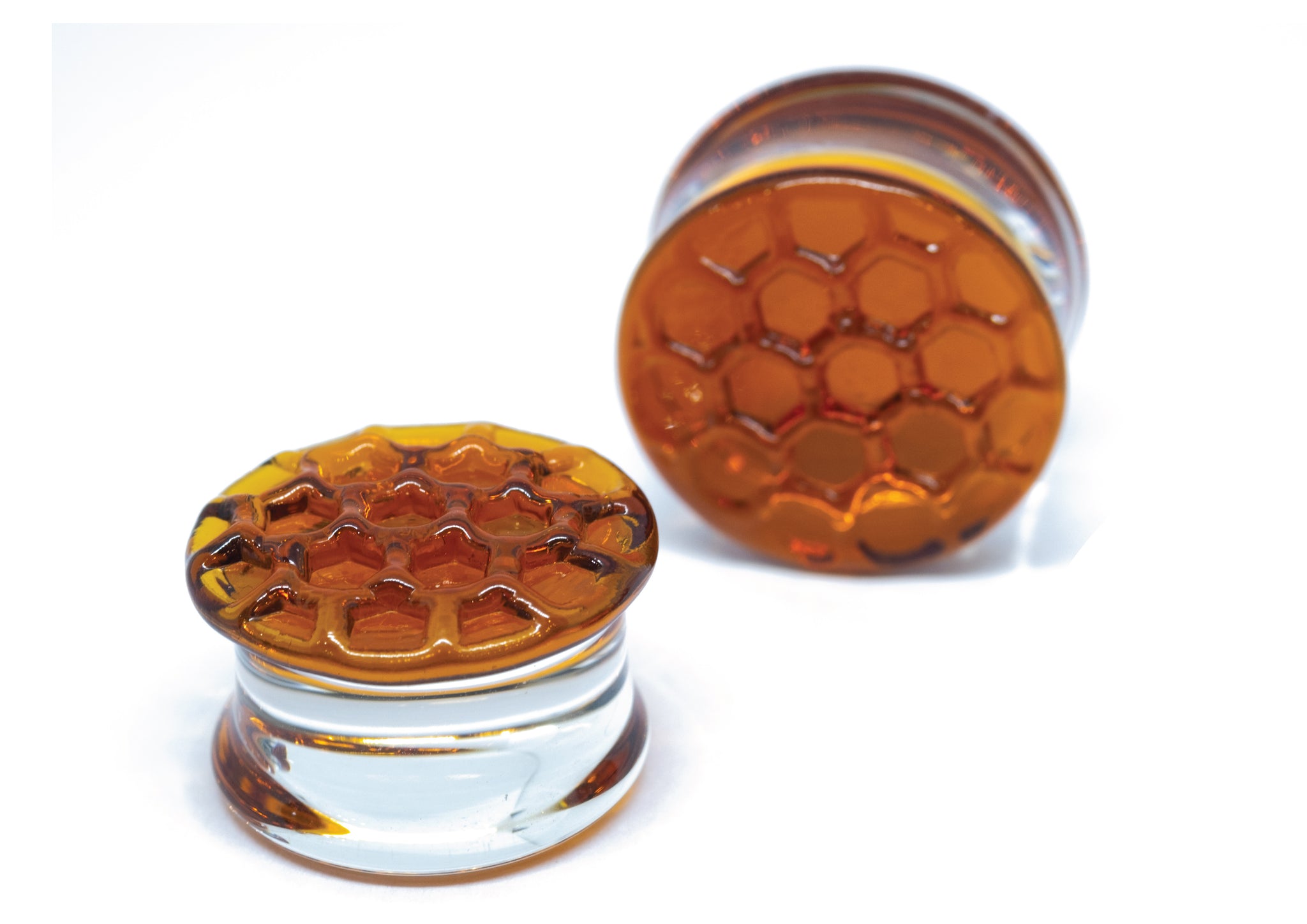 Glass Wear Studio Plugs -  Honey Comb Texture (Amber)