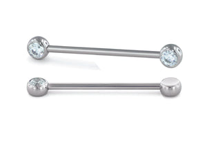 NeoMetal Industrial Barbell with Gem Ends (Threadless)