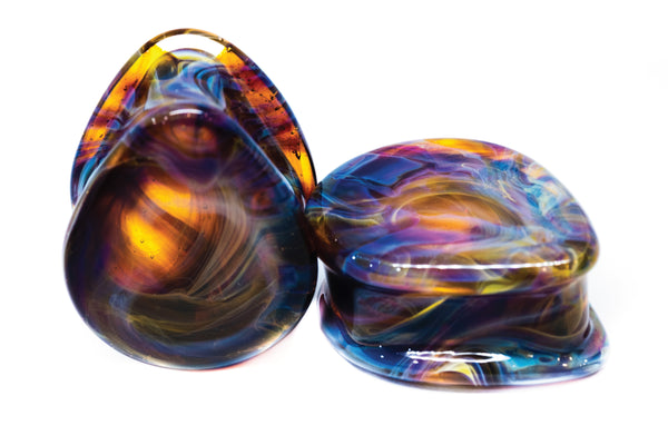 Glass Wear Studio Plugs - Boros Stone Teardrop (Amber Purple)