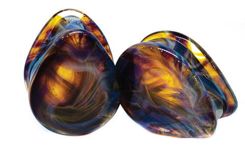 Glass Wear Studio Plugs - Boros Stone Teardrop (Amber Purple)